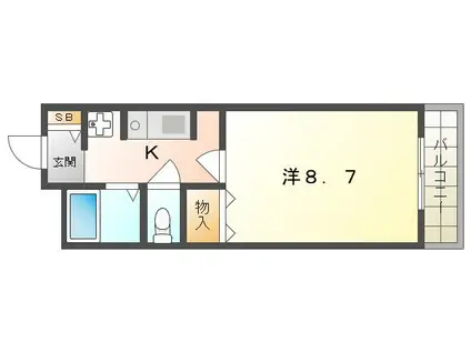 ビエンフェオークラII(1K/4階)の間取り写真