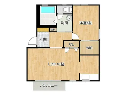 シンシア原田B(1LDK/2階)の間取り写真