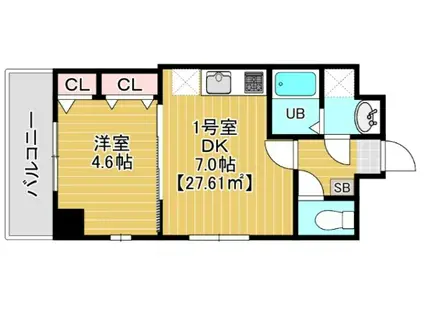 ステイビルII(1DK/7階)の間取り写真