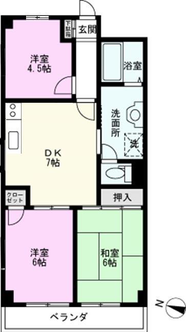 メゾン東川口(3DK/1階)の間取り写真