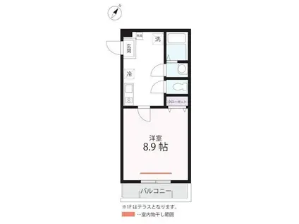 ハーミットクラブハウスMIX生麦(1K/2階)の間取り写真