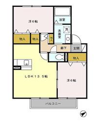 ベルデュールS(2LDK/2階)の間取り写真