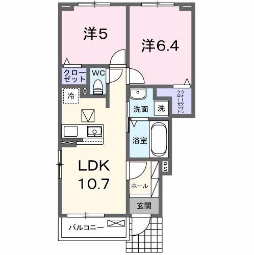 プリムローズメゾン(2LDK/1階)の間取り写真
