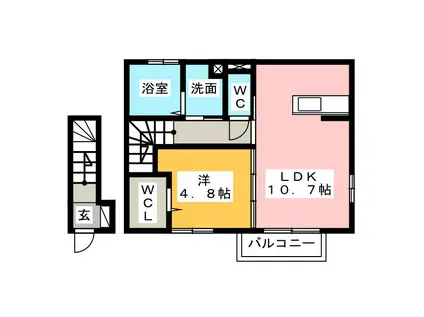 コージーコート朝日(1LDK/2階)の間取り写真