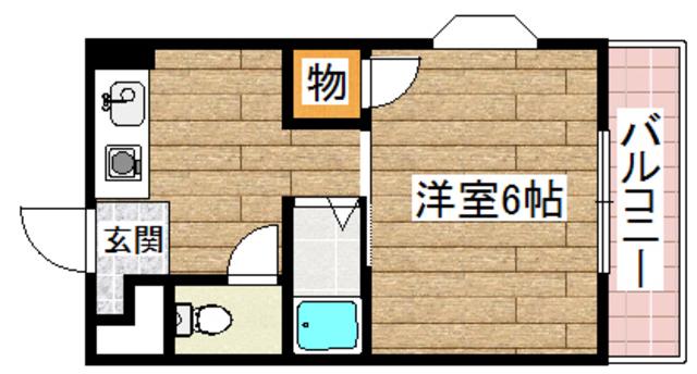 津之江パークハイツ2号館(1K/4階)の間取り写真