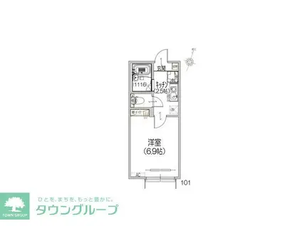プランドール(1K/2階)の間取り写真