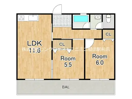 グレースシノキ(2LDK/5階)の間取り写真