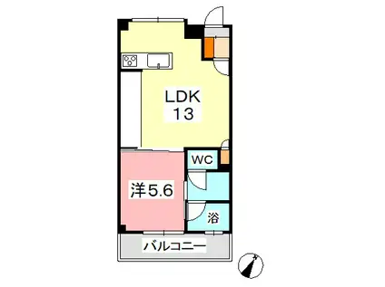 TAKE FIVEA棟(1LDK/2階)の間取り写真