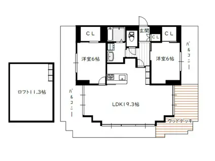 アルテマイスター中津瀬(2LDK/6階)の間取り写真