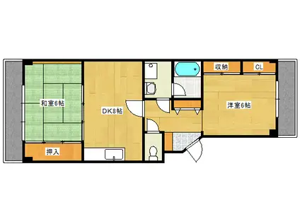 第一パールM住村(2DK/3階)の間取り写真