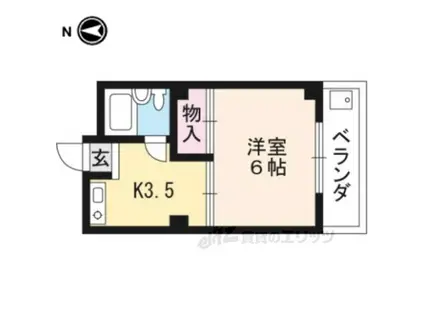 マンション巻野(1K/2階)の間取り写真