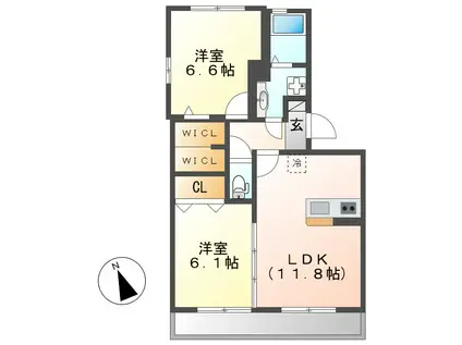イモービリアーレ・タンタン II棟(2LDK/2階)の間取り写真