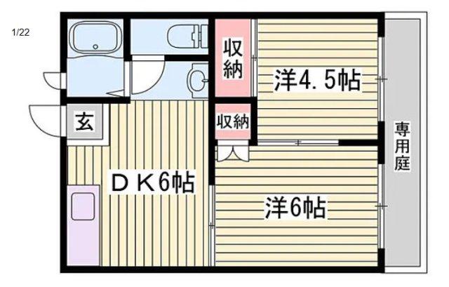 LOTUS ROOM(2DK/1階)の間取り写真
