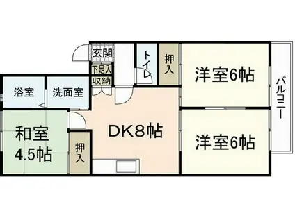 ファミール隅田B棟(3DK/2階)の間取り写真