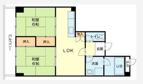 土山ヤングコーポ(2LDK/1階)の間取り写真