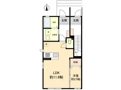 ソレイユ青(1LDK/1階)の間取り写真