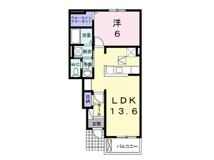 リエート 新田 I(1LDK/1階)の間取り写真