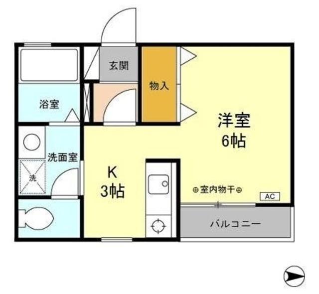フルール(ワンルーム/2階)の間取り写真