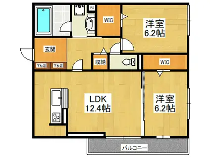 ルミナスひたち(2LDK/2階)の間取り写真
