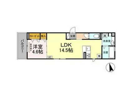 シリウス(1LDK/2階)の間取り写真