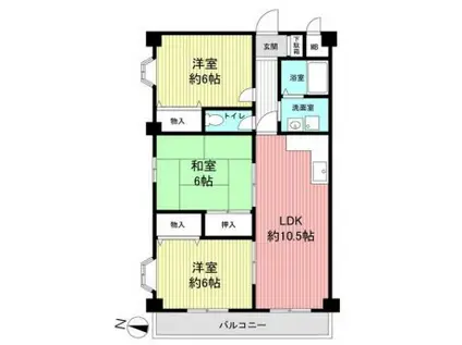 ルミナス御影(3LDK/2階)の間取り写真
