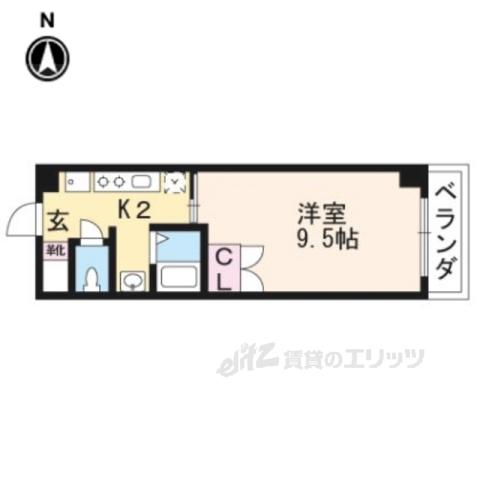 EAU DE VIE槇島(1K/4階)の間取り写真