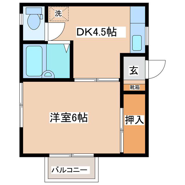 メープル大友(1DK/2階)の間取り写真