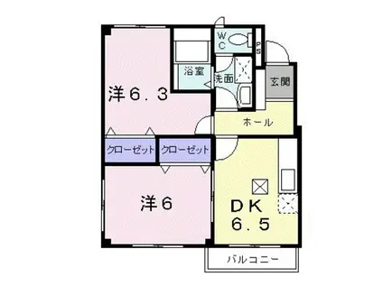 グランド-ルセレノA(2DK/1階)の間取り写真