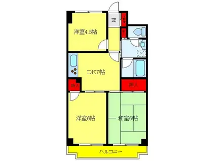 シャトーサンハイム(3DK/4階)の間取り写真