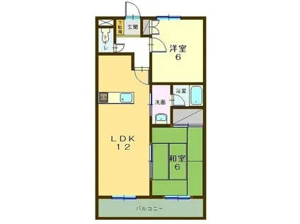 インペリアルハイツ ハル(2LDK/1階)の間取り写真