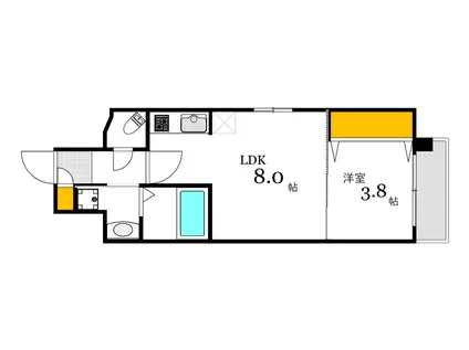 メイクス京橋川II(1LDK/3階)の間取り写真