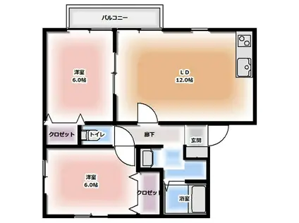 ラフィーネTAMAI(2LDK/2階)の間取り写真