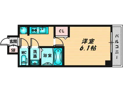 アドバンス大阪リーヴァ(1K/6階)の間取り写真