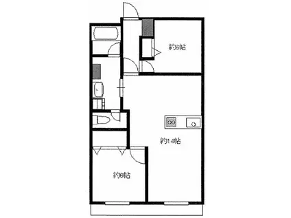 ポートライフ大和(2LDK/3階)の間取り写真