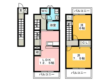 グリーンパーク(2LDK/2階)の間取り写真