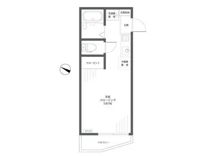 ラ・ヴィール杉田(1K/2階)の間取り写真