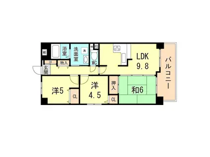 グランプレステージ明石西Ⅱ(3LDK/9階)の間取り写真