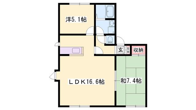 ディアス三木(2LDK/2階)の間取り写真