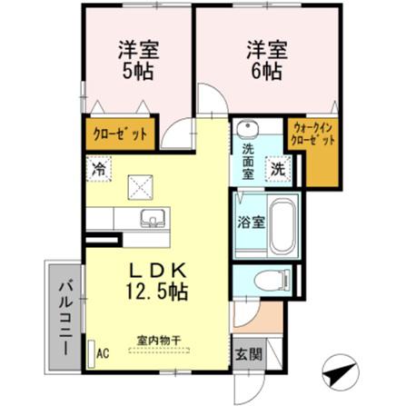 クローバーヒルズ C(2LDK/2階)の間取り写真
