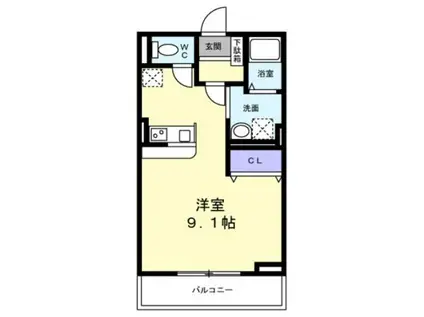 グランドゥール(1K/3階)の間取り写真