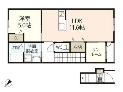 セフィレア(1LDK/2階)の間取り写真