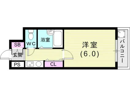 モダンアパートメント神戸新長田(1K/5階)の間取り写真