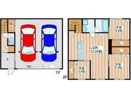 GARAGE VILLA SHIVERS A(3LDK/1階)の間取り写真