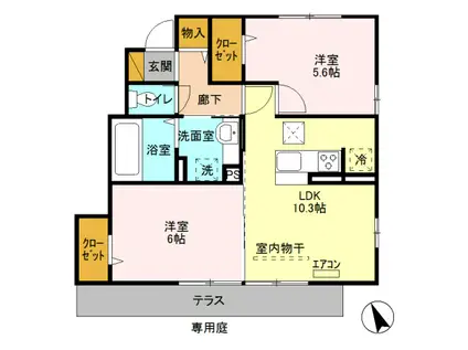 未来樹 参号棟(2LDK/1階)の間取り写真