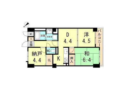 カサベラ鷹取南館(2SDK/2階)の間取り写真