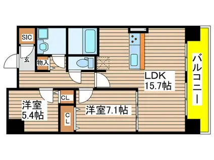 さくらHILLS ROKUBAN PLATINUM(2LDK/6階)の間取り写真