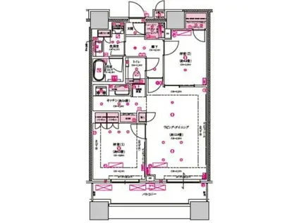 BRILLIANT TOWERS 目黒 ノースレジデンス(2LDK/13階)の間取り写真