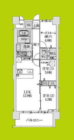 スプランディッド大阪NAMBA LINE(2SLDK/9階)の間取り写真