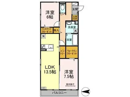 ルミエール大和東(2LDK/3階)の間取り写真