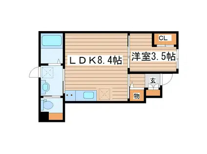 クリザンテーム(1LDK/1階)の間取り写真